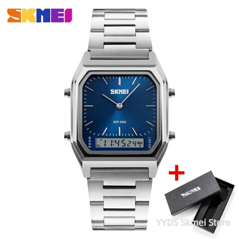 Reloj digital de cuarzo SKMEI para hombre, deportivo, cronógrafo, resistente al agua, de acero inoxidable, a prueba de golpes, reloj de pulsera para hombre 1220 Reloj Hombre