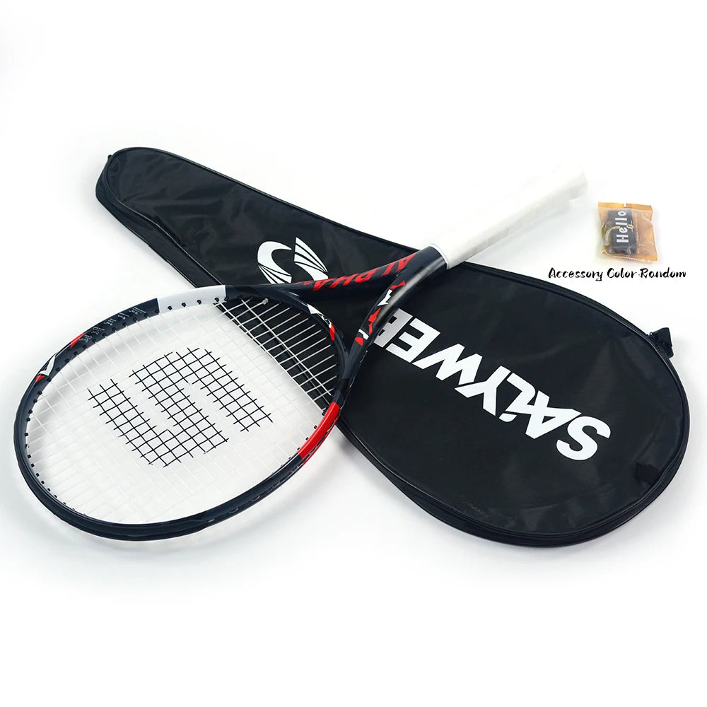 Raqueta de Tenis SALYWEE Alpha T800 de Fibra de Carbono, Ultraligera 273±7g, Marco Anti-Torsión de Triple Unión Ancho, con Amortiguador y Bolsa de Transporte