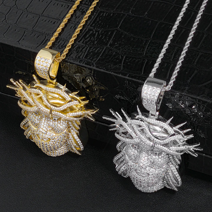 Collar de Joyería Hip Hop Personalizado HHIOK con Colgante de Jesús en Plata de Ley 925 con Incrustaciones de Moissanita VVS, Pasa la Prueba del Diamante