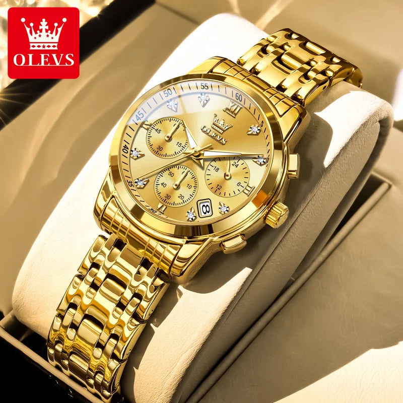 Reloj OLEVS 2858 nuevo para mujer, de cuarzo, moderno, clásico, resistente al agua, luminoso, con fecha, cronógrafo, de marca de lujo, original para mujer