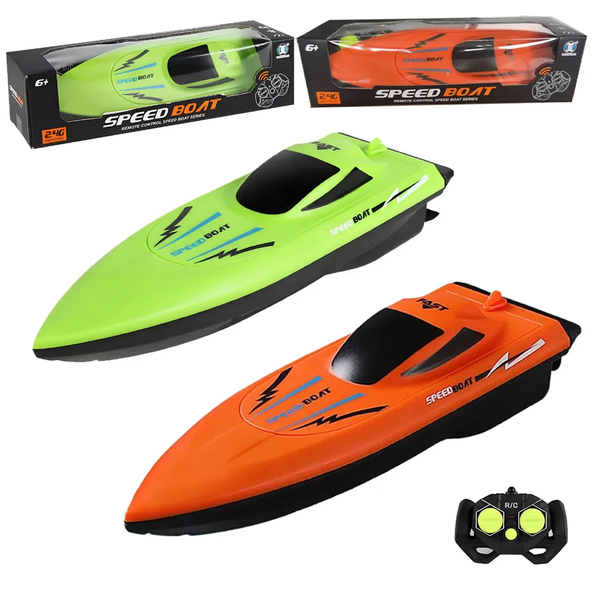 Lancha rápida a control remoto de 2.4G para niños – Juguete de barco RC eléctrico rápido con motor doble, modelo impermeable para piscinas y juegos al aire libre