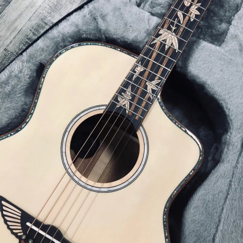 Guitarra eléctrica mejorada por vibración, tablero completo de guitarra acústica popular, caja de energía, instrumentos de acompañamiento de rendimiento profesional