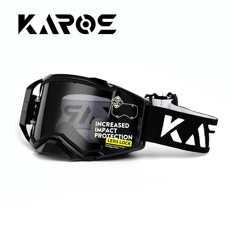 KAROS gafas deportivas lente de campo ancho almohadilla absorbente de golpes de 3 capas banda ajustable protección UV gafas de esquí para motocicleta K339