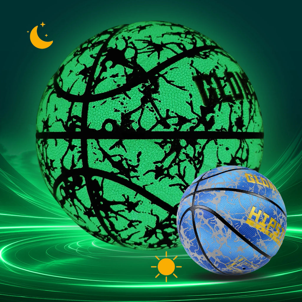 Pelota de baloncesto brillante de cuero, resistente al desgaste, tamaño 5/6/7-27, 5/28, 5/9,5 pulgadas, para jóvenes, juego nocturno de baloncesto en el exterior y