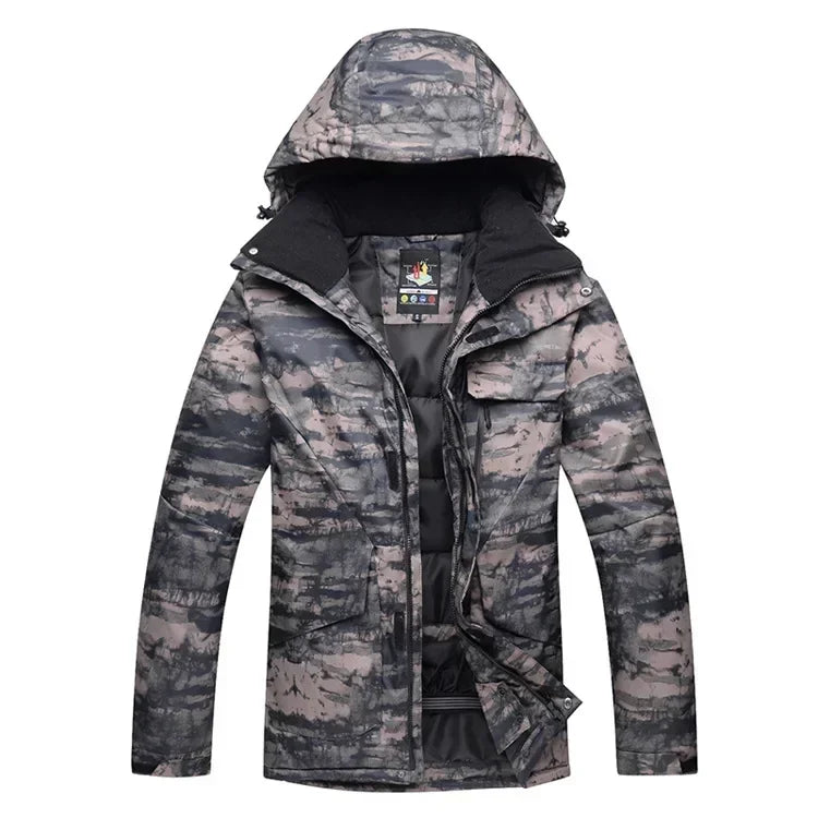 Ropa de Snowboard para Hombre, Conjunto de Traje de Esquí Súper Cálido con Camuflaje, Chaqueta Impermeable, Cortavientos y Transpirable para Escalar Montañas