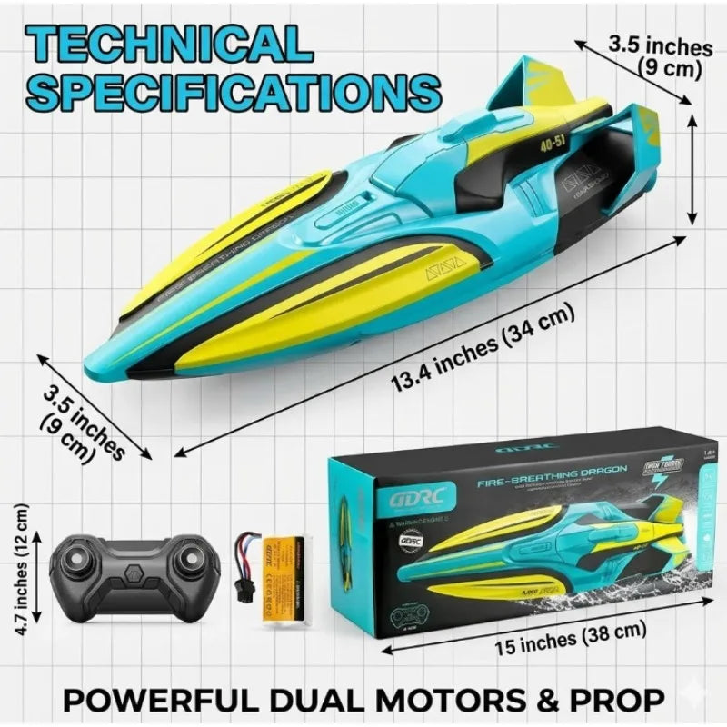 Lancha teledirigida S1 de 2,4 GHz con doble motor, lancha rápida de alta velocidad y larga autonomía, juguete acuático de verano para regalo de niños