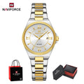 NAVIFORCE Women's Casual Stainless Steel Watch 3ATM Waterproof Date Display Classic Casual Daily Wristwatch Reloj Mujer Gift Box