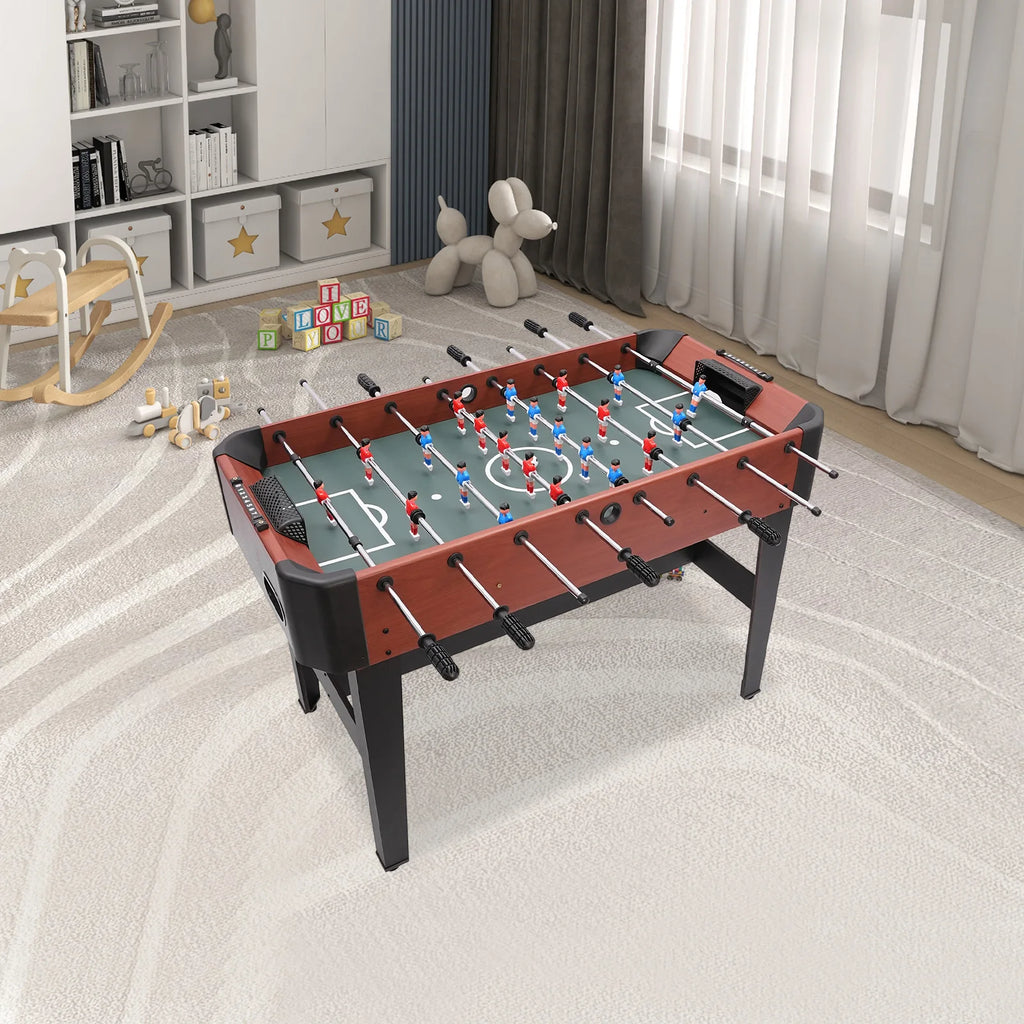 Mesa de futbolín de estructura resistente con 8 barras para una experiencia de fútbol real en juegos familiares interactivos