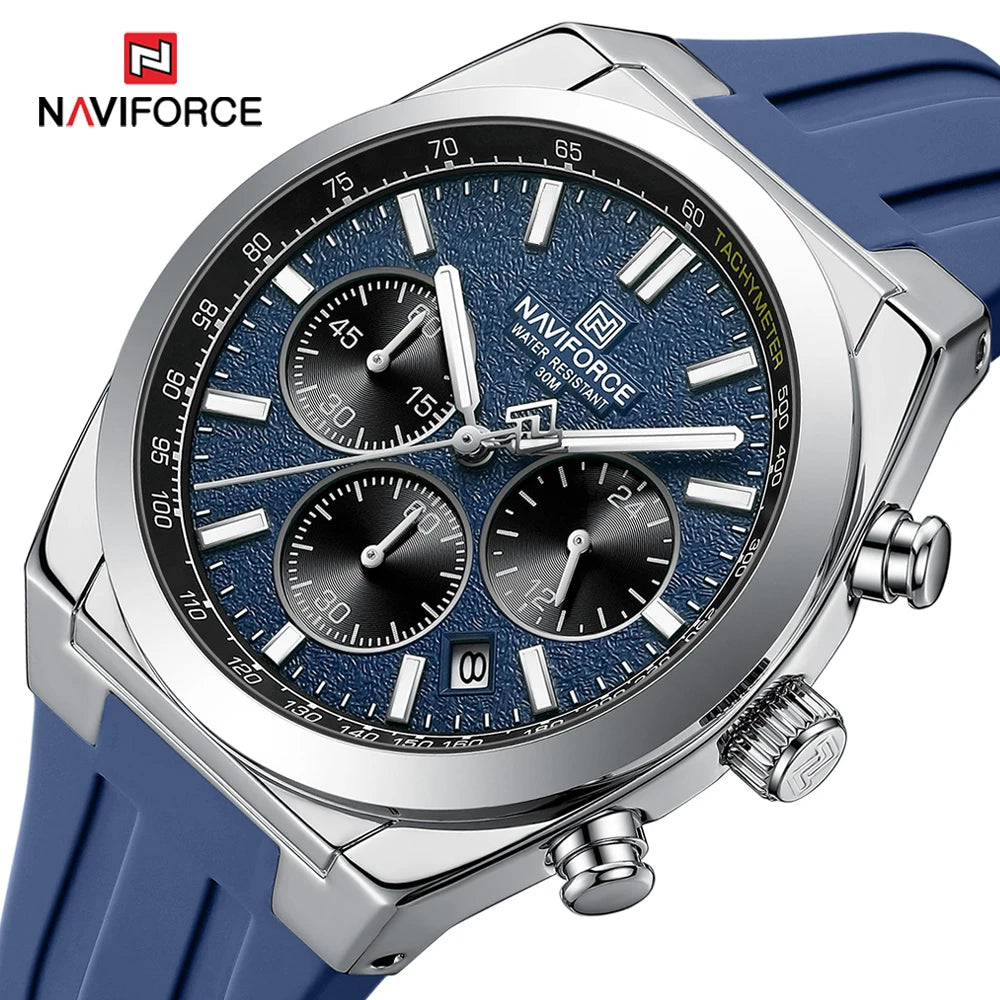 Reloj deportivo para hombre NAVIFORCE, cronógrafo con correa de silicona resistente al agua, reloj de pulsera de cuarzo luminoso de marca de lujo