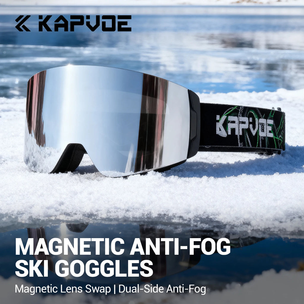 Gafas de Esquí KAPVOE de Doble Capa Antivaho con Protección UV400, Gafas de Snowboard Resistentes al Viento y Antideslumbrantes para Deportes de Nieve