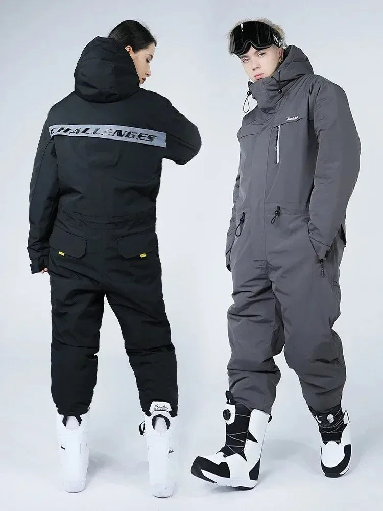 Traje de invierno para montar en motocicleta, mono a prueba de frío, impermeable, a prueba de viento, grueso, cálido, ropa de pesca integrada