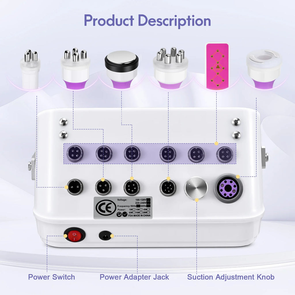 Máquina de Ultrasonido 6 en 1 con Pantalla Táctil para Moldear el Cuerpo, Masajeador Láser Lipo, Cavitación, Vacío, Quema de Grasa, Eliminación de Celulitis