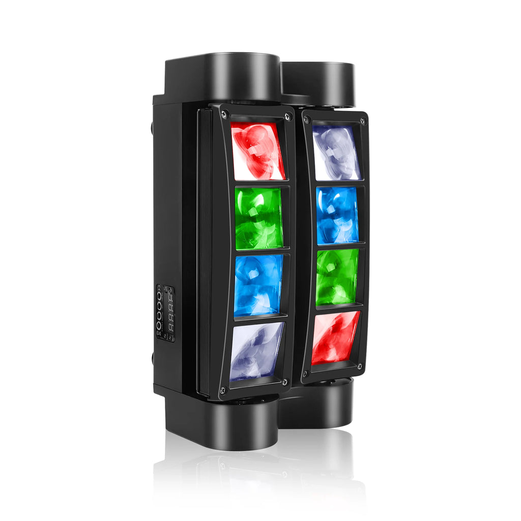 Datewink 80W Mini Spider Moving Head Lights RGBW LEDs Beam Stage Lighting Effect DMX512 para DJ, discoteca, fiesta, espectáculo, boda, karaoke