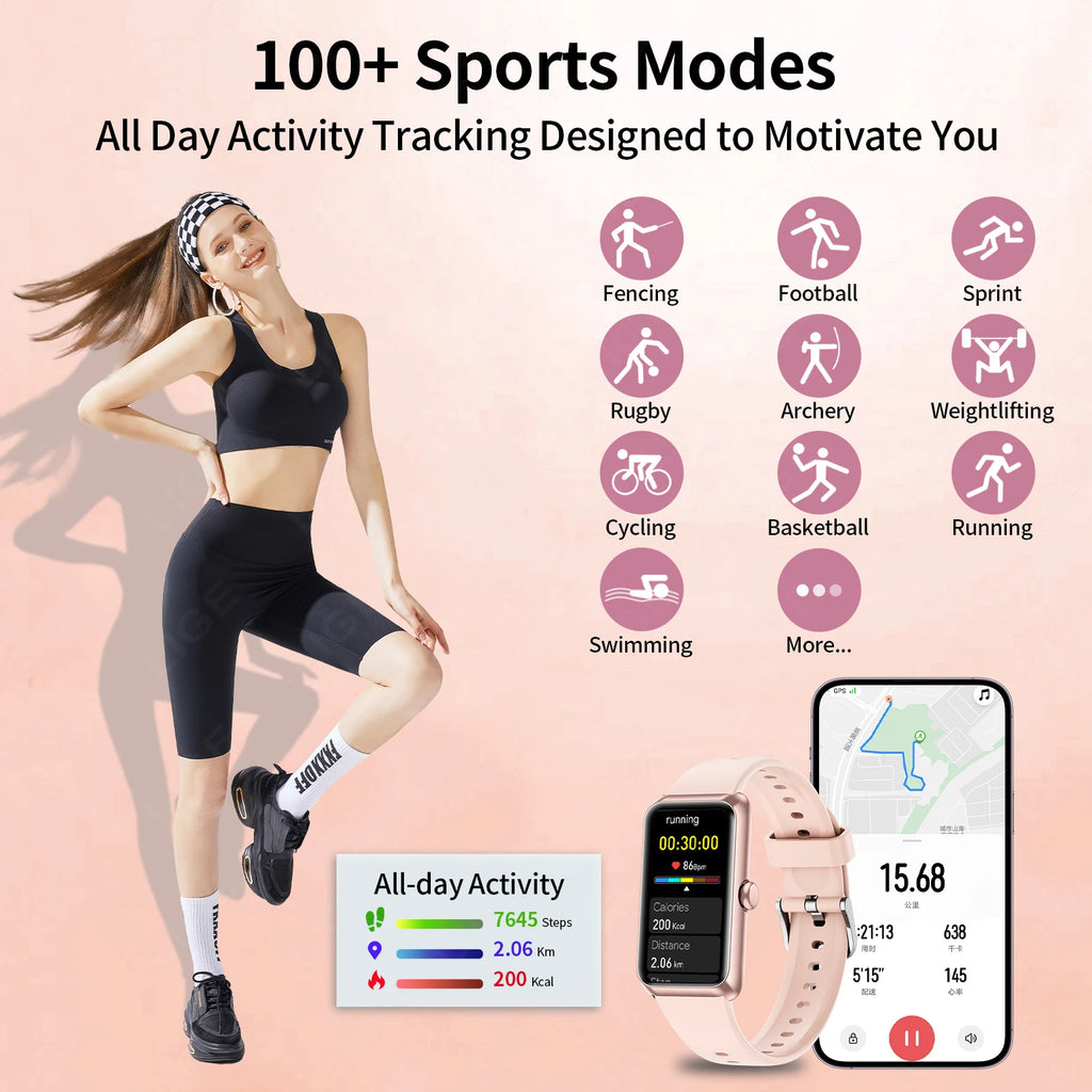 LIGE Nuevo Reloj Inteligente de Moda para Mujer con Recordatorio de Llamadas, Oxígeno en Sangre, Esfera Personalizada DIY, Pulsera Deportiva Impermeable, Reloj Inteligente para Hombre y Mujer
