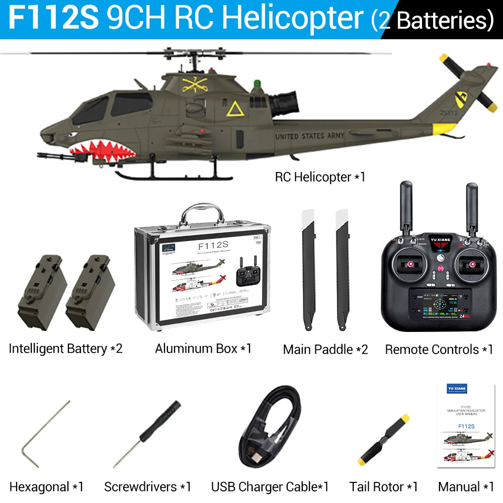 Helicóptero RC YUXIANG F112S, Avión de 9 Canales, Escala 1/32, Sin Escobillas, Giroscopio de 6 Ejes, Posicionamiento GPS, 12 Minutos de Tiempo de Vuelo, con Radar Láser y Flujo Óptico