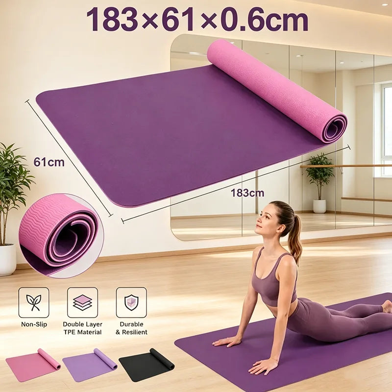 Colchoneta de Yoga Antideslizante para Fitness, Deporte, Pilates y Gimnasia, de TPE de 6MM de Grosor, para Ejercicio en el Suelo