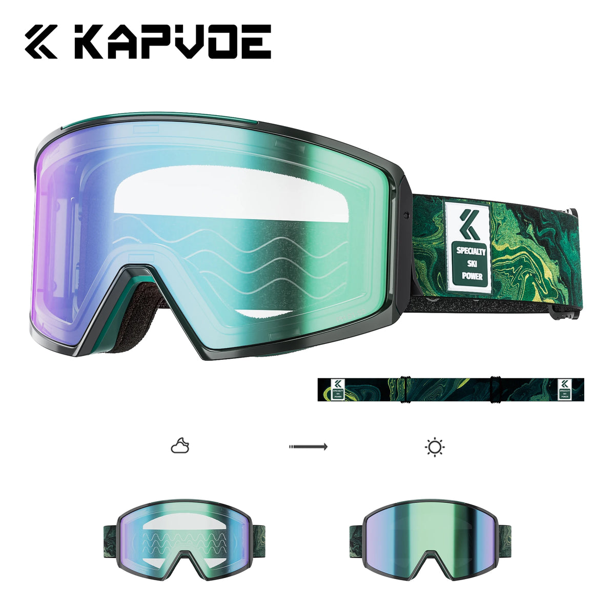 Kapvoe gafas de nieve fotocromáticas Snowboard gafas de sol antiniebla para hombres mujeres protección UV400 gafas de esquí moto de nieve invierno