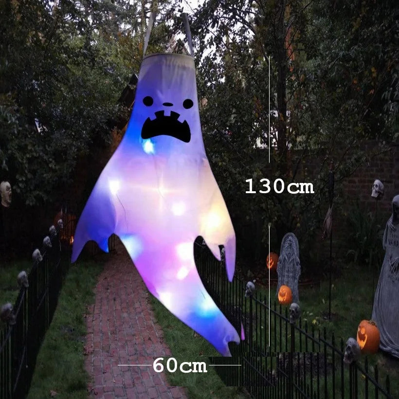 Fantasma colgante de Halloween, fantasma luminoso LED, regalo para niños, accesorios de fiesta aterradores, decoraciones colgantes para Bar y patio al aire libre para el hogar