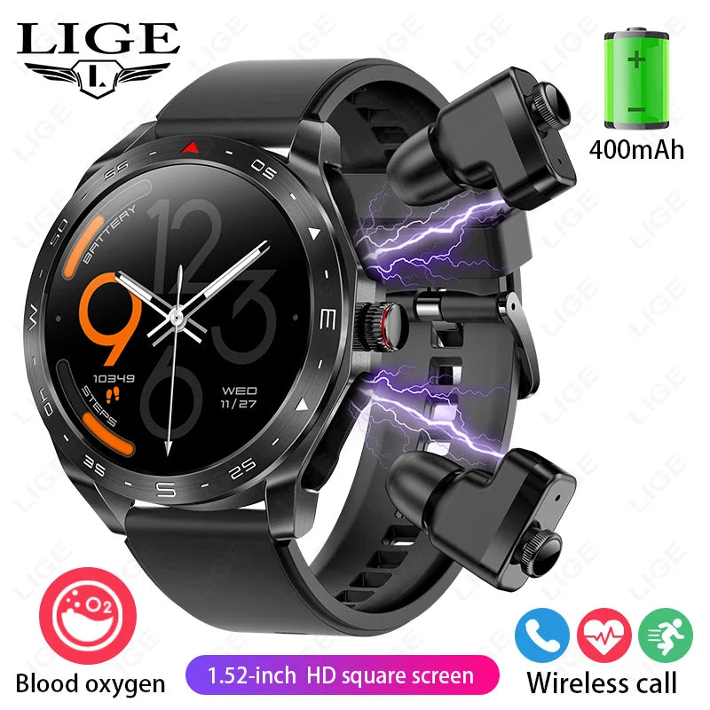 New T95 Smart Watch TWS 2-in-1 Bluetooth Headset Earphones with Built-in Speaker HIFI 9D Sound Quality Health Sports Monitoring