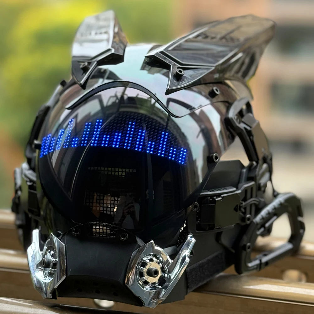APP Cyberpunk Mask LED Custom Con El contenido personalizado es controlado por la aplicación, ropa técnica futurista, máscara de cosplay de Halloween