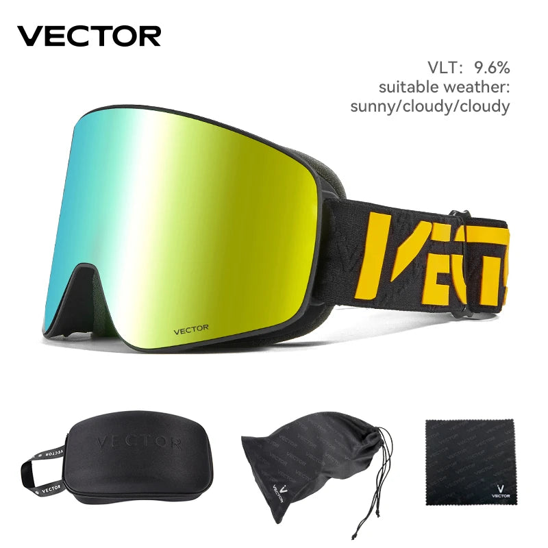 Gafas de Esquí VECTOR de Doble Capa Antivaho con Absorción Magnética, Cilíndricas, UV400, para Hombre y Mujer, Gafas de Snowboard POC