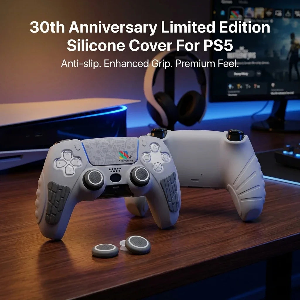 Funda de silicona para control de PS5 de edición limitada, 30.º aniversario, con adhesivo para panel táctil, accesorio de carcasa para control de PlayStation 5
