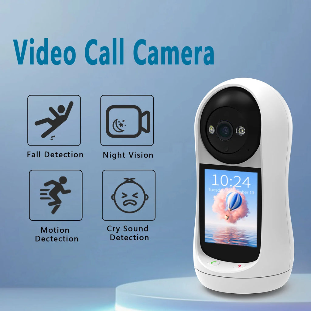 Cámara con Wifi 2K, 3MP, pantalla IPS de 2,8 pulgadas, seguimiento humano, Audio bidireccional, PTZ, videollamada, intercomunicador, Monitor inteligente para bebé, Icsee
