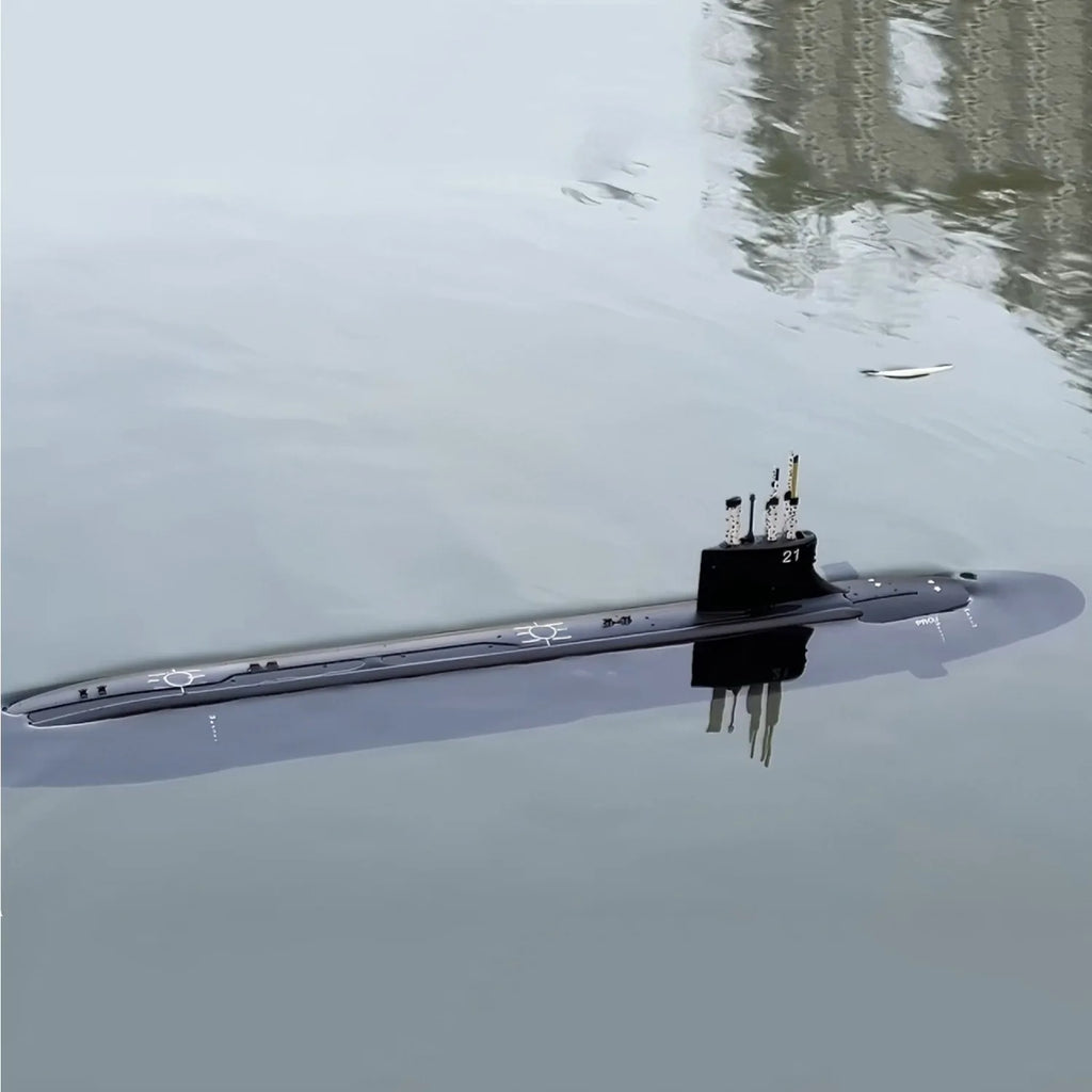 Submarino teledirigido clase Seawolf RC 1/120 de 116 cm con función de lanzamiento, modelo de barco de guerra, juguete, RTR