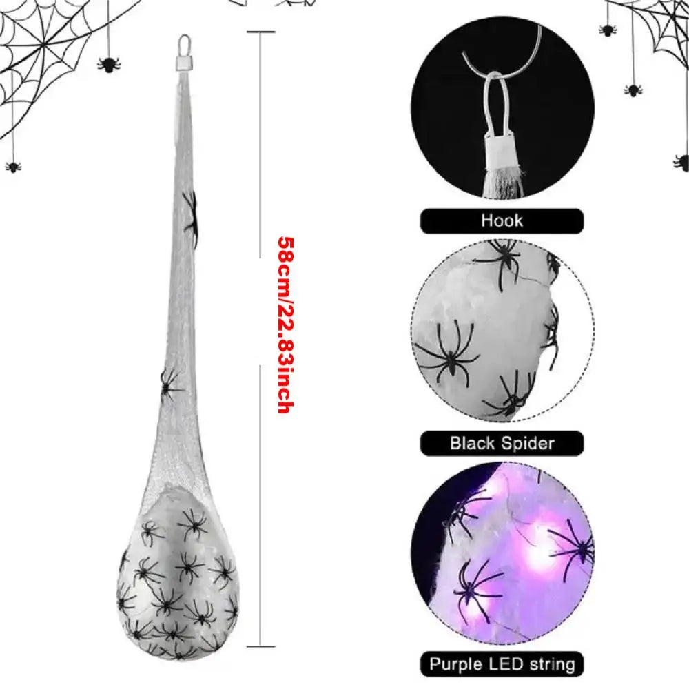 Decoración de Halloween, sacos de huevos de araña iluminados, decoración al aire libre, huevo de telaraña brillante, regalo iluminado para interiores para fiesta