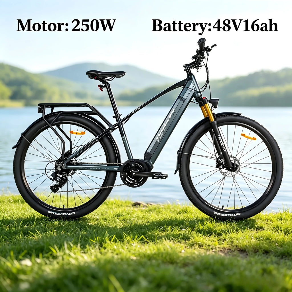 Bicicleta eléctrica de montaña para adultos de lujo, motor central de 250W (750W pico), 45 km/h, TX90, 48V 16Ah, cuadro de aluminio de 29 pulgadas, frenos hidráulicos