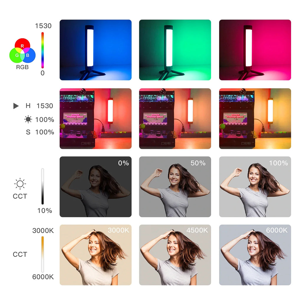 LUXCEO-luces de vídeo P200, lámpara de Control por aplicación de tubo RGB IP67, palo de iluminación LED para fotografía a prueba de lluvia para Tiktok/Vlog/grabación en vivo