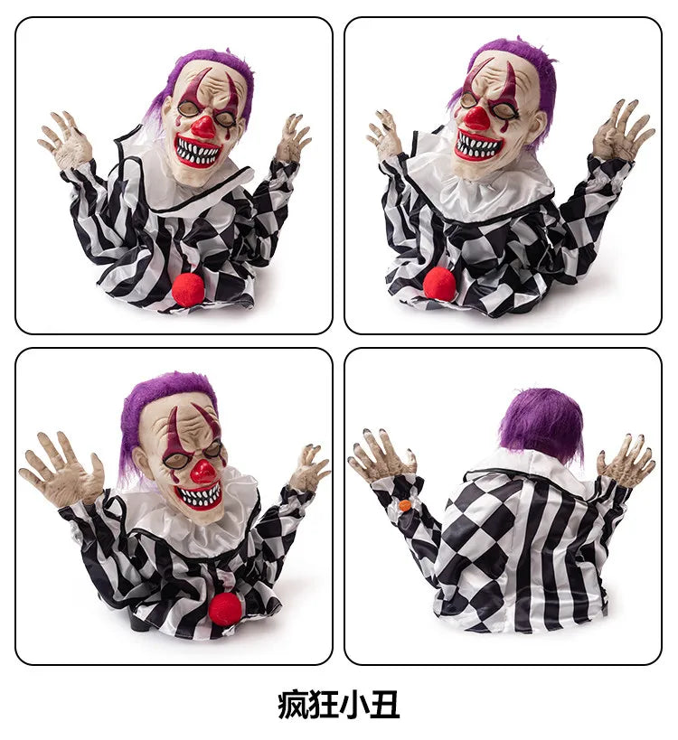 Venta directa de fábrica: esqueleto de payaso oscilante de 20,26 millones, calabaza, hombre fantasma, inducción eléctrica, brillo, sonido, atmósfera de terror de Halloween