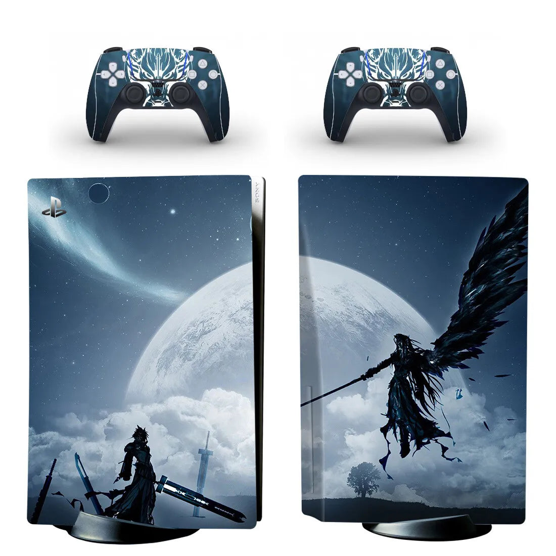 Adhesivo protector de vinilo para consola PS5 y 2 mandos, diseño de Final Fantasy (versión disco)