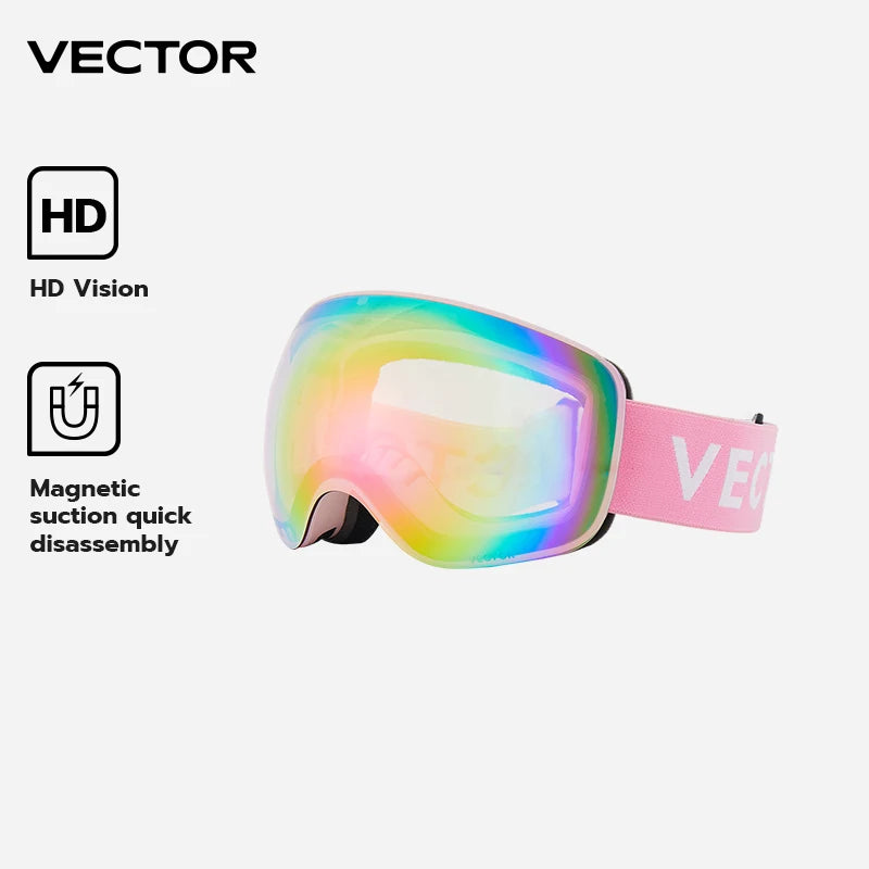 VECTOR OTG gafas de esquí Snowboard mujeres hombres gafas de esquí UV 400 gafas de protección contra la nieve adulto doble espejo esférico magnético