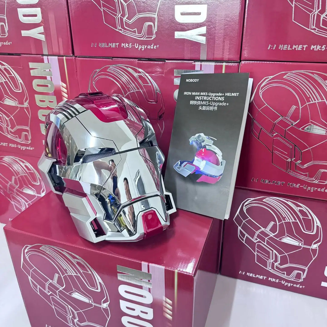 Casco Mecha Iron Man Mk17 Mk5 Pro Max con Control Remoto por Voz, Accesorio de Cosplay para Niños, Decoración Navideña, Regalo de Cumpleaños