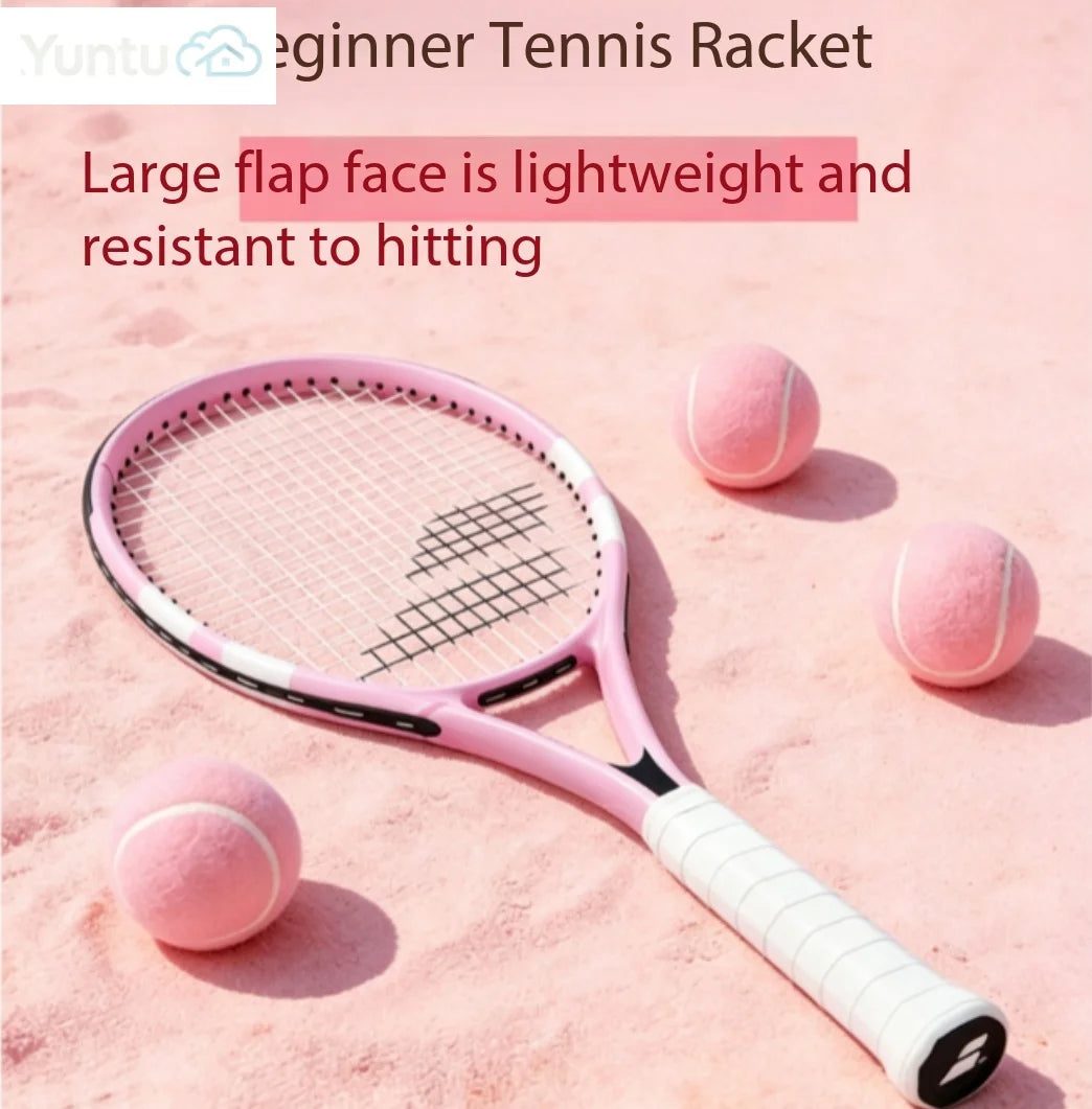 Raqueta de tenis integrada de compuesto de carbono, 270-275 g, ligera, para entrenamiento de principiantes, preencordada, 102-105 pulgadas cuadradas.