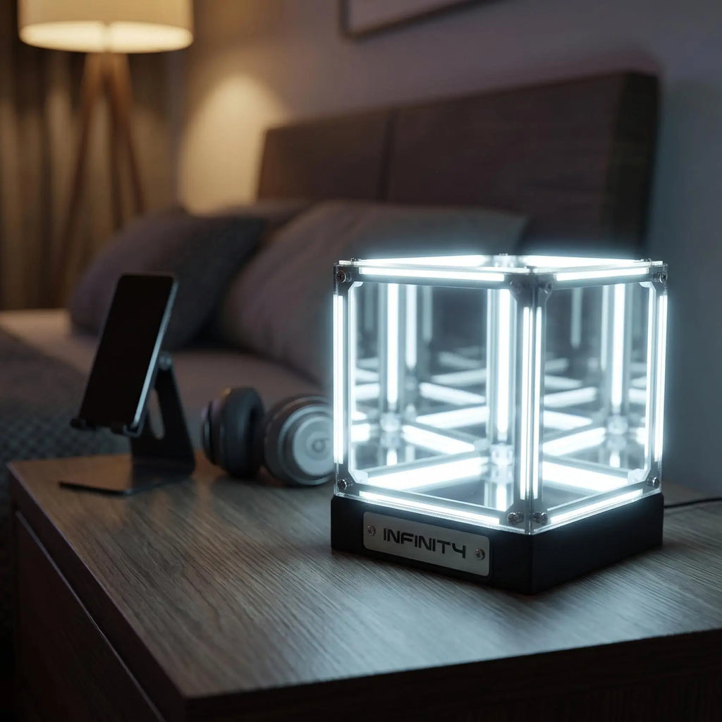 Caja de luz LED ABUI Hypercube, vitrina de figuras para lámpara de mesa inalámbrica DIY, adorno de túnel de abismo 4D, luz blanca
