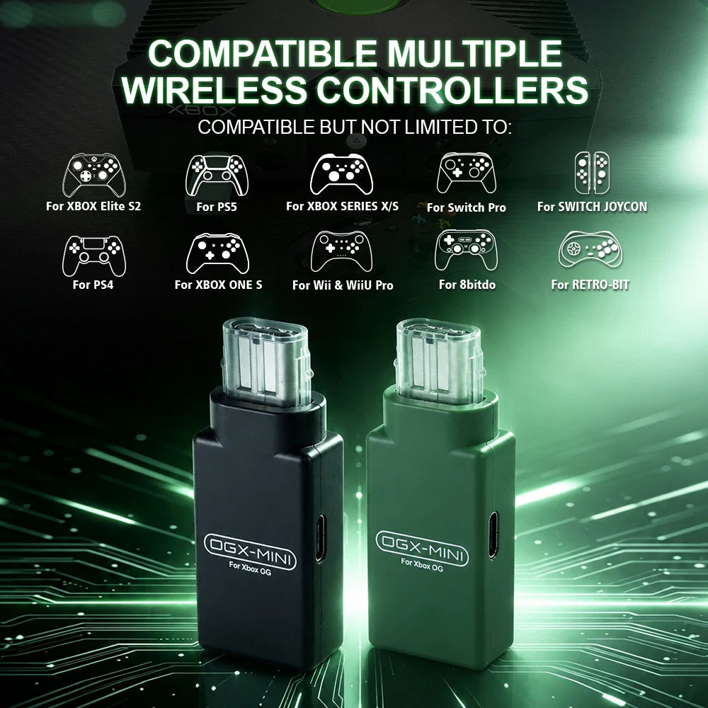 Adaptador inalámbrico OGX Mini para el mando de la consola de juegos Xbox original, compatible con Xbox One S y Xbox Series X. | Mando de Juego S/Xbox Elite S2/PS4