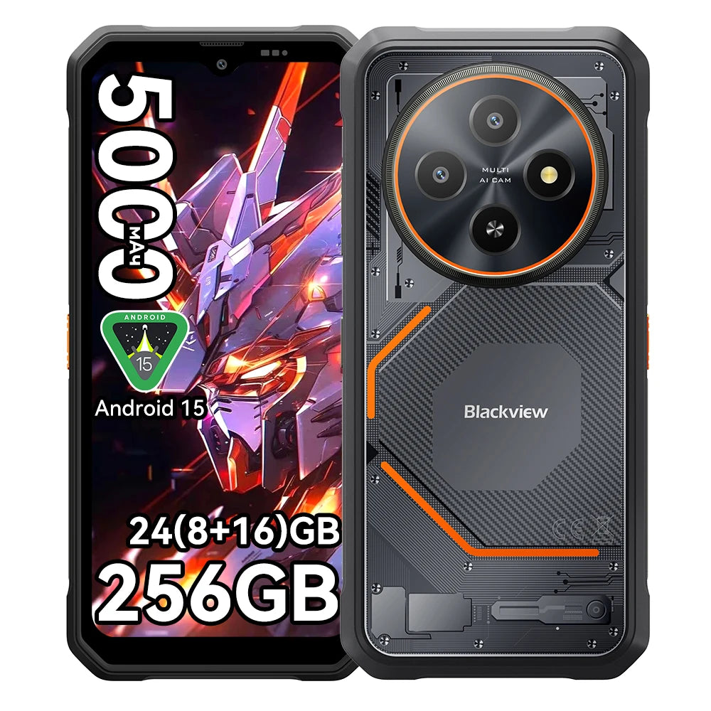 Smartphone resistente Blackview FORT 2 [Sin cargador UE] 24(8+16)GB+256GB 5000mAh 18W Android 15 6.56'' HD+ IPS NFC/GPS Dual SIM