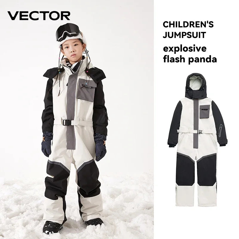 VECTOR Mono de Nieve para Niños, Cálido y Grueso para Invierno, con Capucha, Impermeable, Mono de Esquí, Ropa de Snowboard, Chaqueta de Snowboard para Deportes al Aire Libre