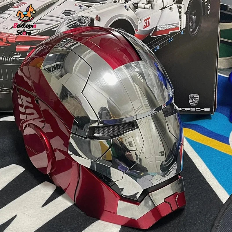 Nuevo Casco Jarvis Iron Man Mk5 y Mk50 con Luz LED, Cierre Electrónico, Control por Voz, Réplica 1:1 de Los Vengadores, Regalo de Cumpleaños para Fanáticos