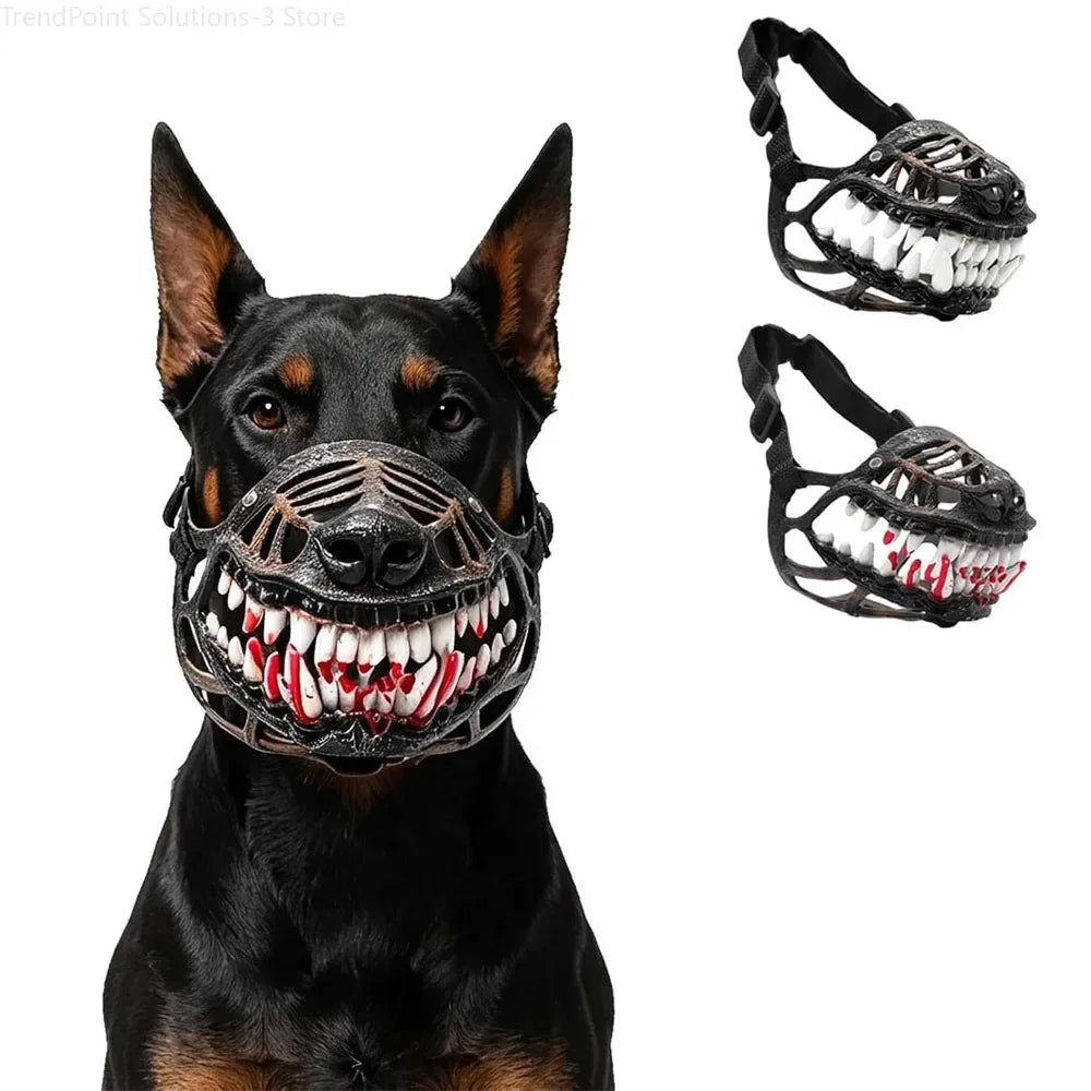 Funda para perro de látex natural, disfraz de monstruo de perro demoníaco de Halloween, funda para fiesta de Halloween, cosplay, máscara de dientes realistas para mascotas