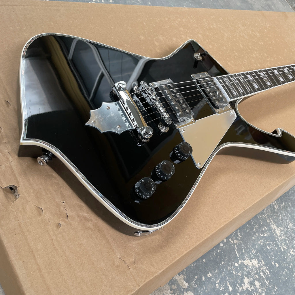 Guitarra eléctrica negra de alto brillo con pastillas HH de alto rendimiento – La elección ideal para principiantes y entusiastas del rock