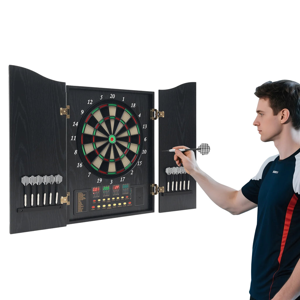 Wall-mounted Electronic Dart Machine LED Displays Electronic Dartboard Set with 12 Darts+88 Dart Heads for 16 Players 243 Games House Parties and Pubs