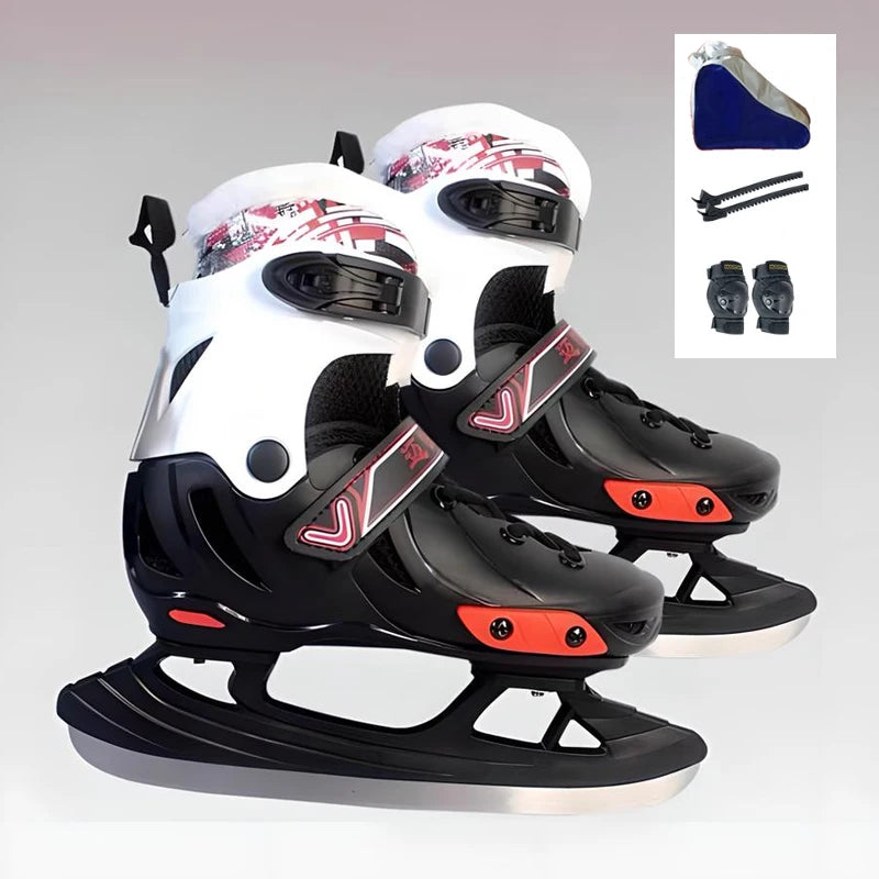 Zapatos de patinaje sobre hielo, patines en línea para hombres y mujeres, zapatillas térmicas cálidas y gruesas con figura de hielo con hoja de hielo para niños, adultos y adolescentes