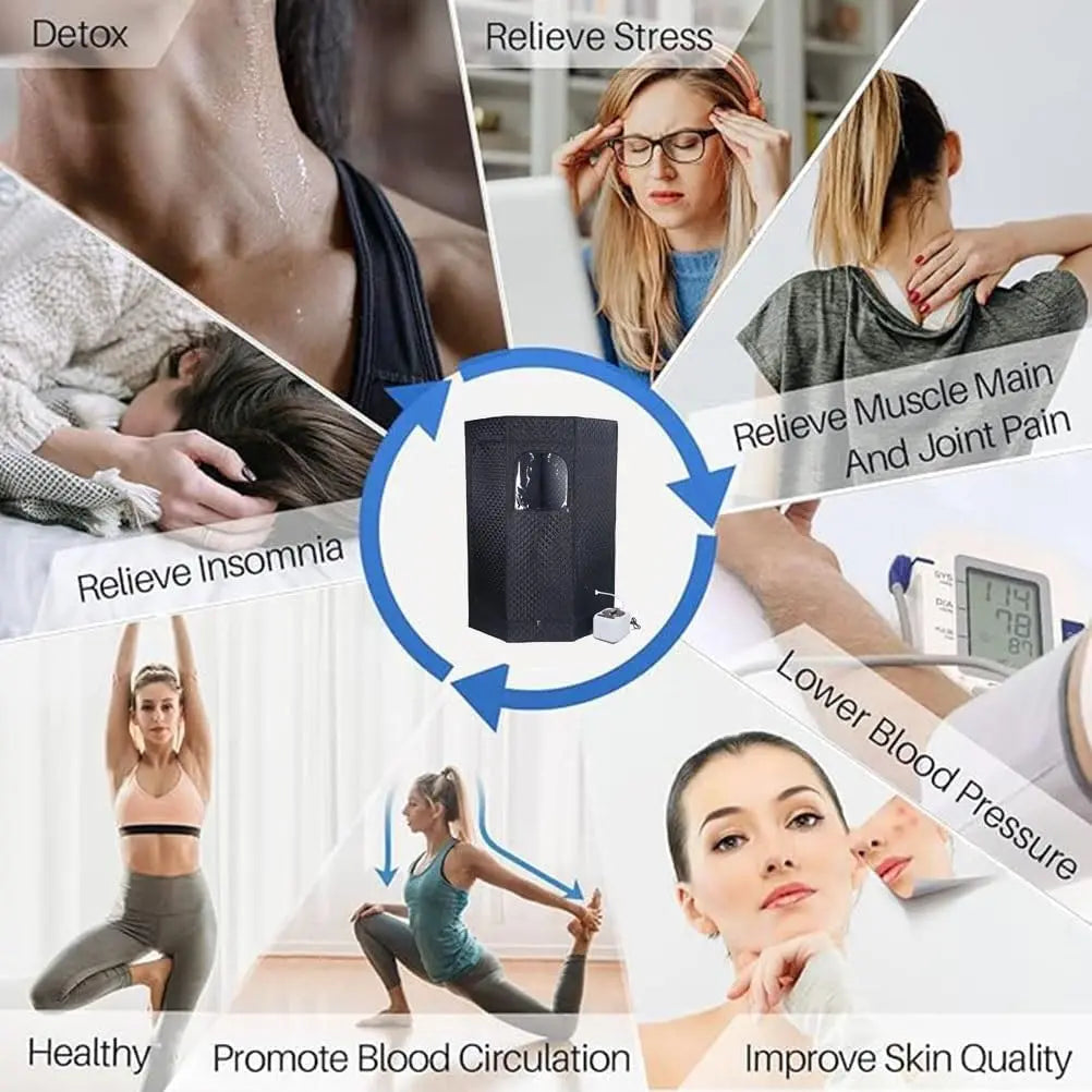 Tienda de campaña portátil para sauna a vapor de 3L, spa doméstico personal de 1000W con control remoto, silla y alfombrilla desintoxicante para pies, sauna plegable de calentamiento rápido