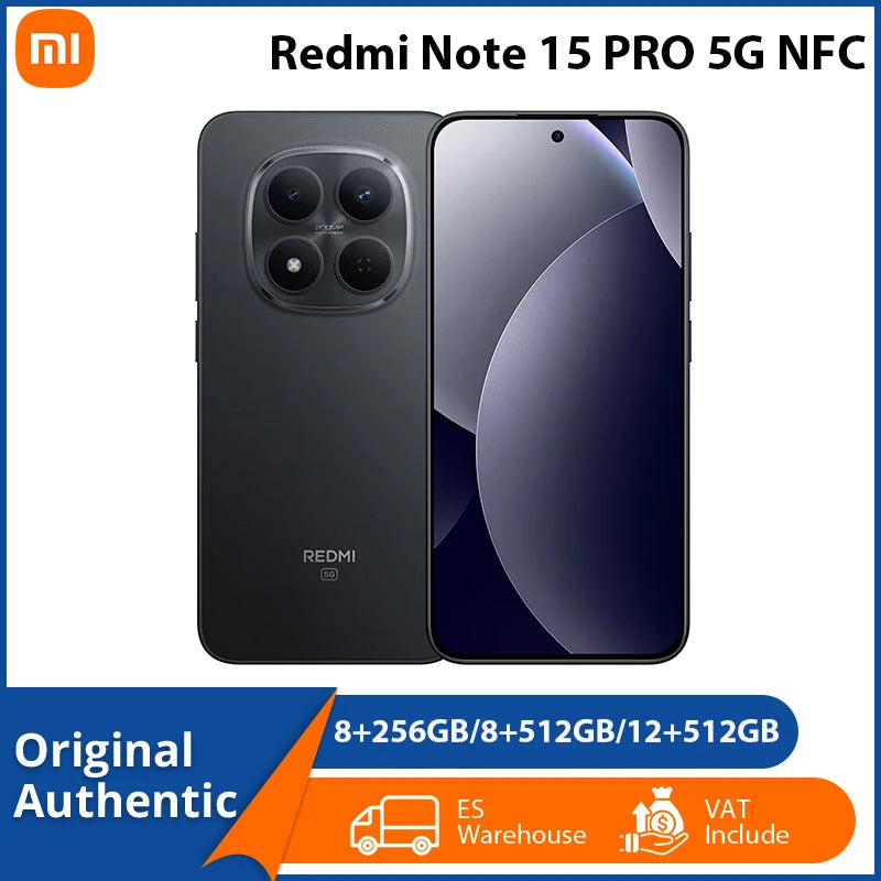 Smartphone Xiaomi Redmi Note 15 Pro 5G NFC original, 8GB, 256GB/512GB, pantalla AMOLED de 6.83", cámara OIS de 200MP, batería de 6580mAh con Xiaomi HyperOS 2