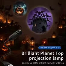 Halloween USB LED Projection Lamp with 6 Patterns Ghost Bat Skull Spider Projector Light for Party Room Window Decoration