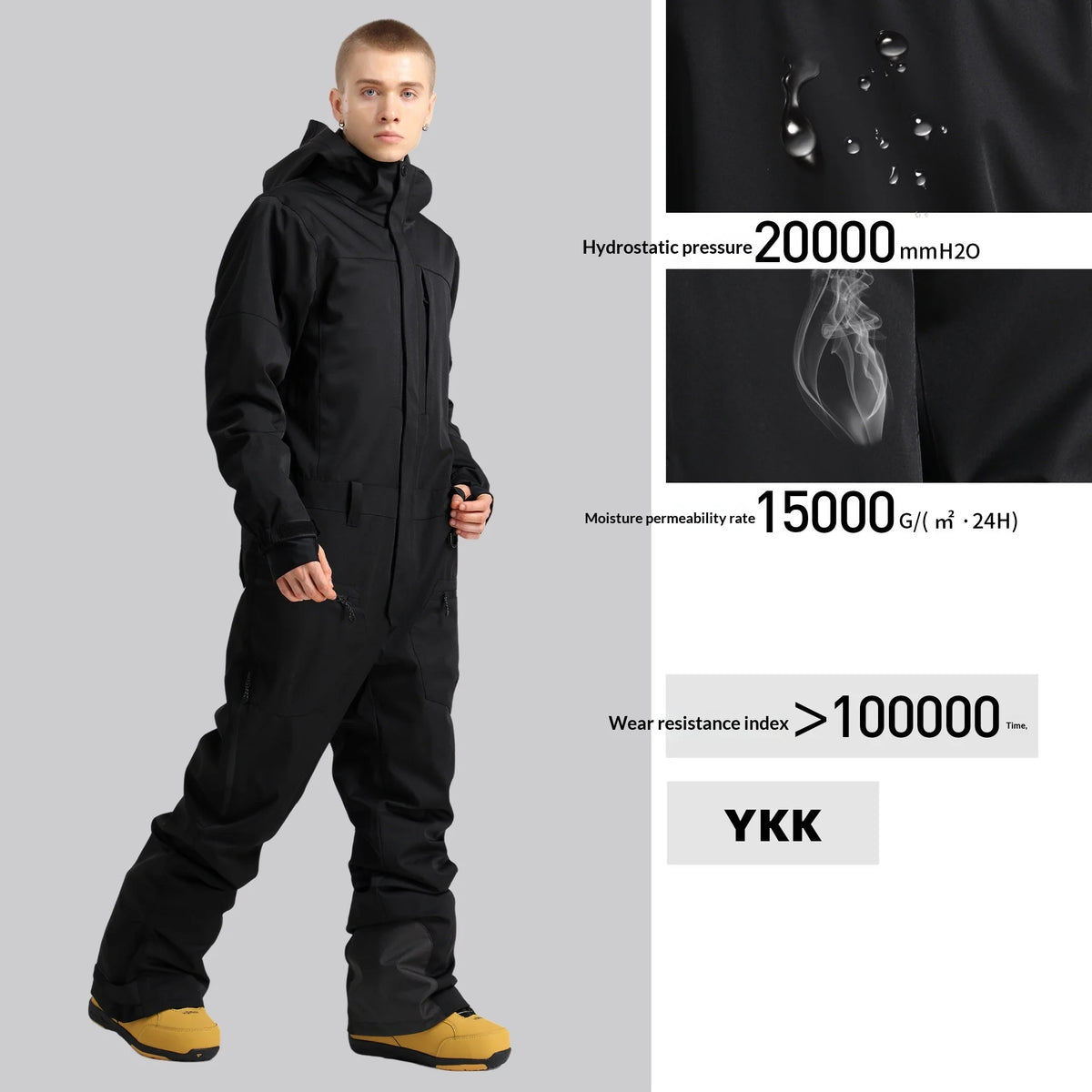 Traje de Esquí de una Pieza para Hombre Gsou Snow 2026, 3L, Cálido, Impermeable, Cortavientos, Mono de Esquí y Snowboard para Invierno