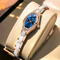 Reloj de cuarzo para mujer OLEVS 7131 con correa de porcelana, resistente al agua 30m, esfera con diamantes exquisitos y diseño elegante de moda